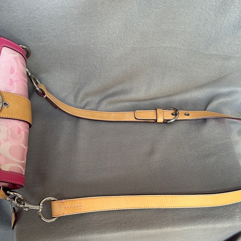 Coach 1854 Pink Signature Jacquard Buckle Flap Crossbody with Tag RARE Vintage - Picture 11 of 16